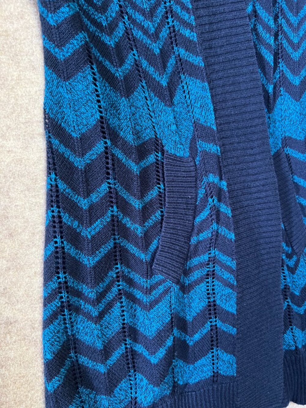 Missoni For Target Knit Chevron Open Cardigan, Blue and Navy, Size M - Picture 5 of 6